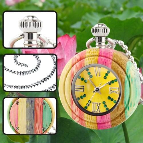 New style wooden pocket watch quartz watch customized chain fashion round watch Japanese imported movement one dropshipping