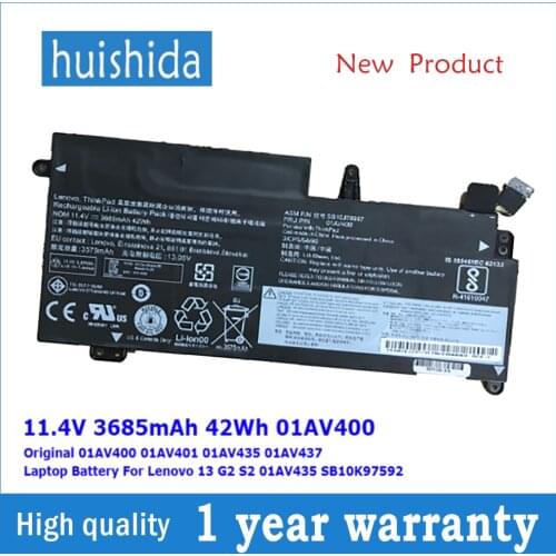 11,4 V 3685mAh 42Wh 01AV400 new original laptop battery for Lenovo 13 G2 S2 01AV435 SB10K97592 01AV435 01AV437 series