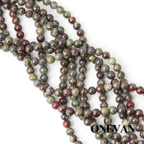 ONEVAN Natural Gragon Blood Jasper Beads Smooth Round Stone Bracelet Necklace Jewelry Making Diy Accessories Gift Design