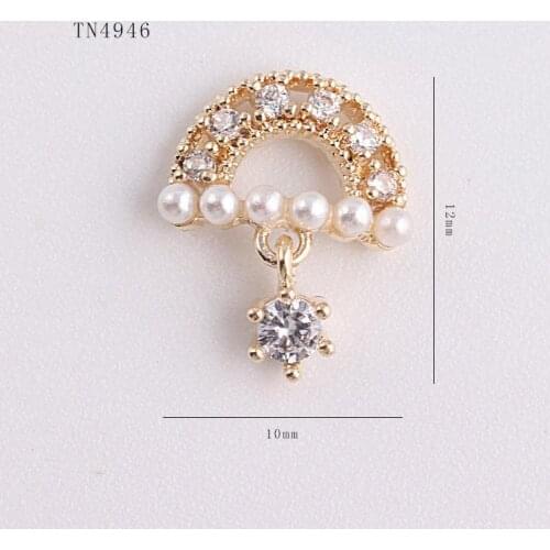 5pcs/lot TN4946 Crystal Zircon Semicircle Pendant Nail Art Rhinestones nails accessories nail art decorations 3D Nail charms