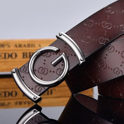 New smooth buckle mens belt Mens Luxury Brand Male Genuine Leather Strap Belts Top Quality Belts Cummerbunds