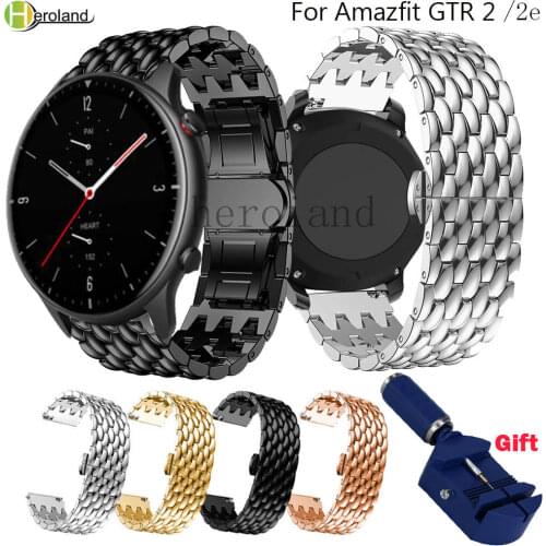 Watch band For Huami Amazfit GTR 2 2e / 47mm Watchstrap Stainless Steel 22MM WristBand Accessorie For Xiaomi MI Watch Color Belt