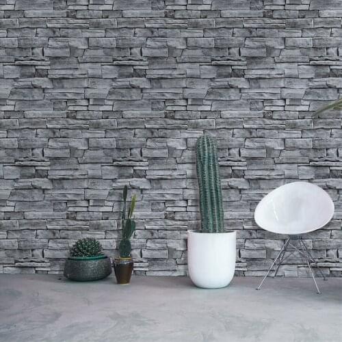 Grey Stone Wallpaper Peel And Stick Wallpaper Self Adhesive Brick Wallpaper Removable Waterproof Decoration Sticker For Kitchen
