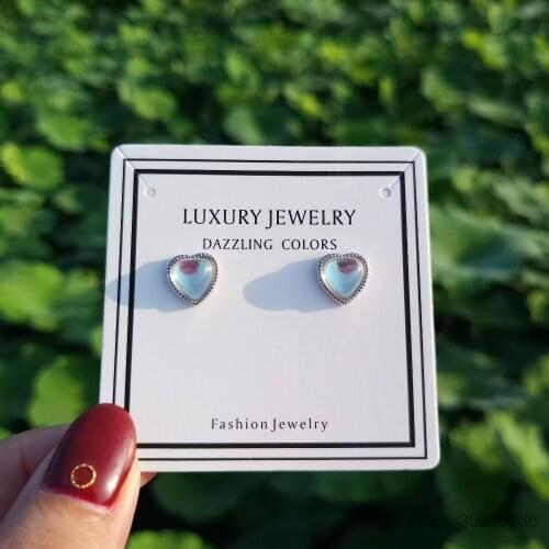 Real 925 Sterling Silver Sweet Romantic Love Heart CZ Charm Stud Earrings For Women Wedding Party Fine Jewelry DS512