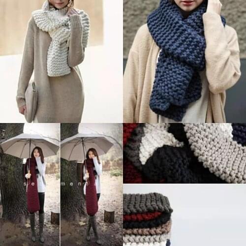 Hand Knitted Scarf Warm Wrap Long Soft Large Cape Style Yarn Ladies Shawl