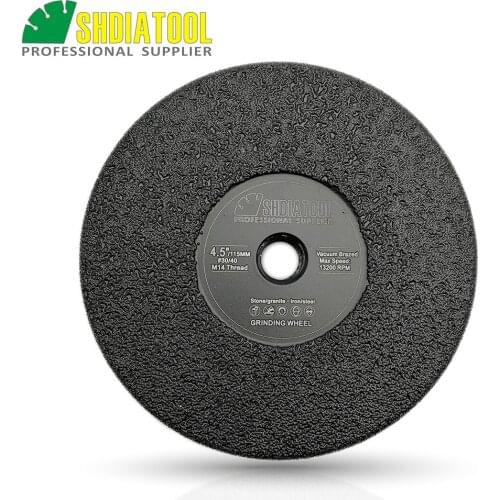 SHDIATOOL Dia115MM Vacuum Brazed diamond flat grinding wheel M14 #30 4.5" Shaping wheel