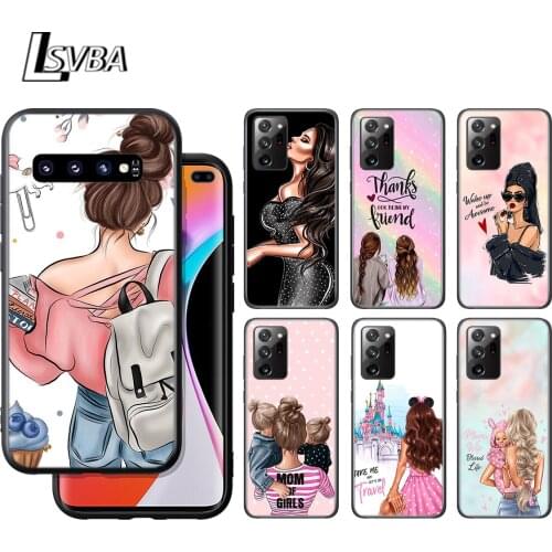 Cute Baby Mom Girls Silicone Cover For Samsung Galaxy S21 S20 FE Ultra S10 S10E Lite 5G S9 S8 S7 Edge Plus Phone Case