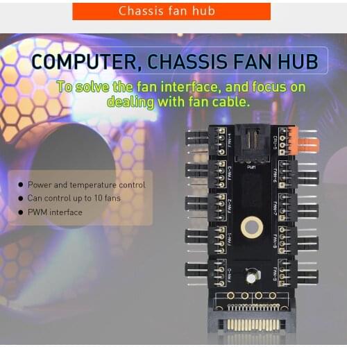 TISHRIC Motherboard Fan Hub SATA/4Pin Support 8/10 Ports 3PIN Chassis Fan HUB Cooler Fan HUB Adapter Mining Molex Splitter
