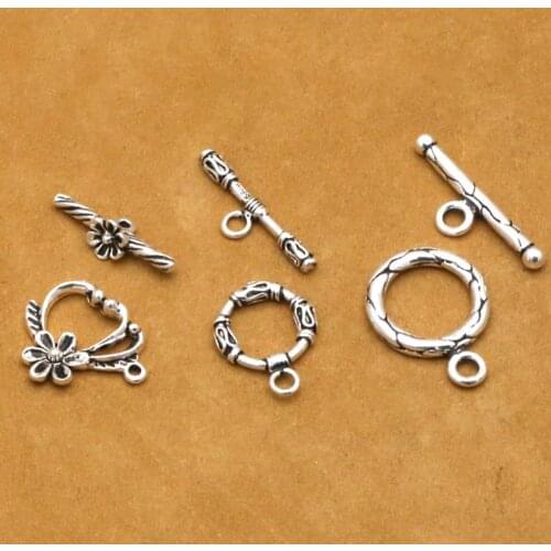 S925 Sterling Silver Jewelry Vintage Style Necklace OT Shape Buckle Design For Making Bracelet DIY Accessory Wholesale