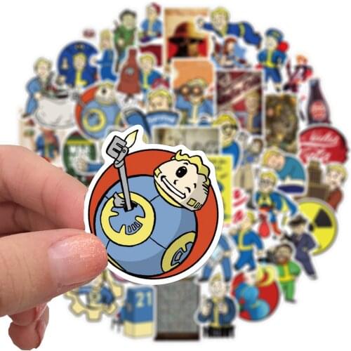 50Pcs Hot Game Fallout Stickers Laptop Suitcase Luggage Graffiti Skateboard Phone Waterproof Pipboy Stickers Decal Kids Gift Toy