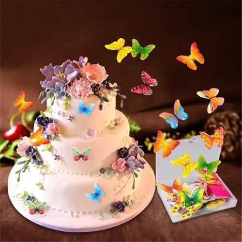 100PCS Cake Baking Decoration Glutinous Edible Rice Paper Butterfly Flower Shape DIY Baking Tool Dessert Decoration