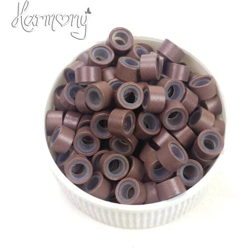 1000pcs 1# black color) 5.0mm Aluminium Micro ring Silicone lined Links Beads tube tools accessories