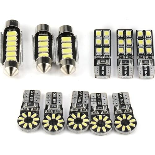 11pcs Perfect White Canbus Error Free LED Bulb Interior Dome Map Overhead Light Kit For Volkswagen VW Passat B7 2010-2014