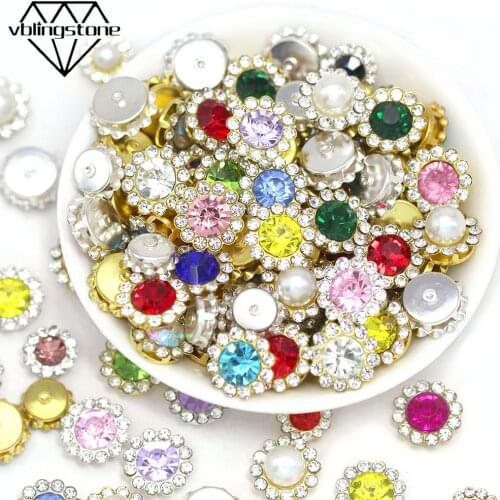 20/100Pcs Flower Rhinestones Glass Sewn Rhinestones Buttons For Clothes Flatback Crystals DIY Bows Strass Handicraft Accessories