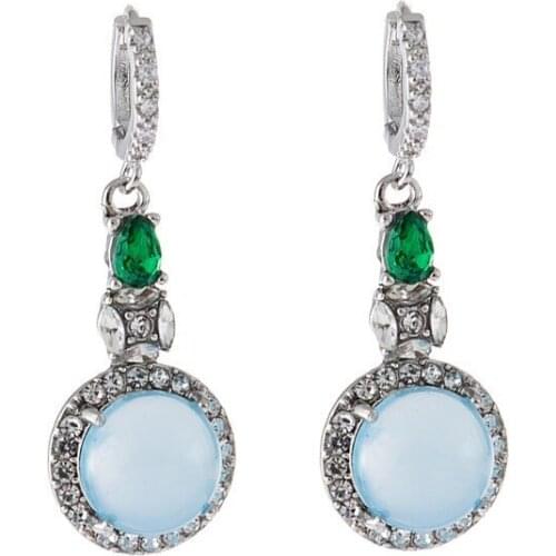 2020 Wholesale Noble Imitation Natural Chalcedony Earrings Luxury Zircon Earrings Wholesale