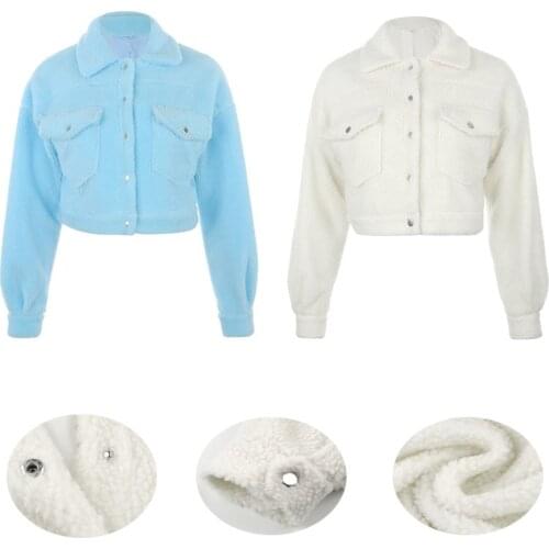 2021 Lamb Wool Womens Fluffy Jacket ChunkyCasual Oversized Y2K Tops Winter Clothes Woman Jackets Thick Warm Cute Korean Coats