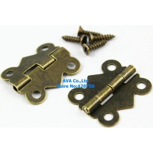 40 Pieces Antique Brass Jewelry Box Hinge Small Butterfly Hinge 20x17mm with Screws