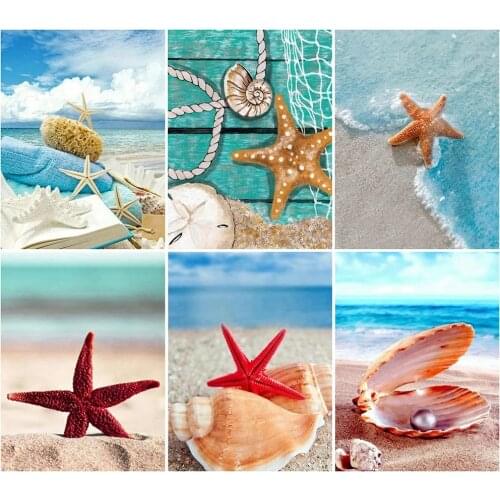 5D Diamond Painting Starfish Seascape Seaside Landscape Mosaic Embroidery DIY Diamond Artist Home Decoration