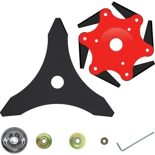6 Steel Razor Blade Trimmer Head Grass Steel Blades Tool with Adapter Accessories for Mower Garden Tools Weed Brush Cutting Head