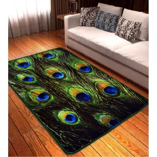 80X120CM 3D Chinese Style Peacock Feathers Carpets For Living Room Soft And Luxurious Rugs And Carpets Door Mat Bedroom Area Rug