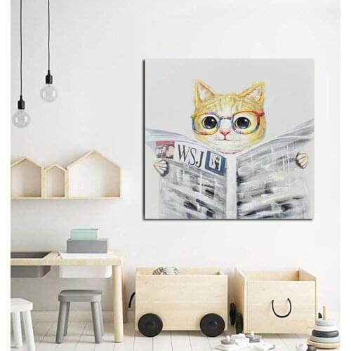Abstract 100% Hand-painted Animal Cute Cat Oil Painting Picture Wall Decoration Canvas Art Unframed Home Wall Pieces Artw