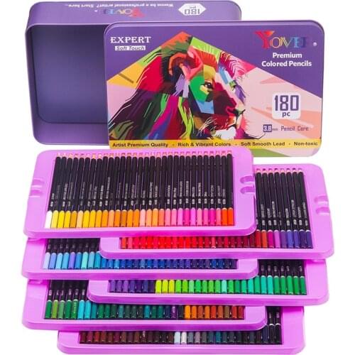 Aibelle Oily 180 Colors Wood Colored Pencil Iron Box Set 3.8mm Core Advanced Colored Lead School Painting Sketch Art Supplies