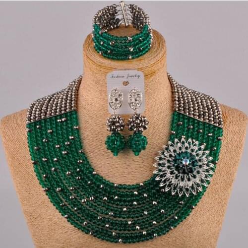 Army green teal green african beads jewelry set 10SZ