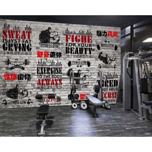 Free Shipping Gym Wallpaper Modern Simple Personality Inspirational Gym Yoga Room Brick Wall Painting Custom 3D Mural Wall