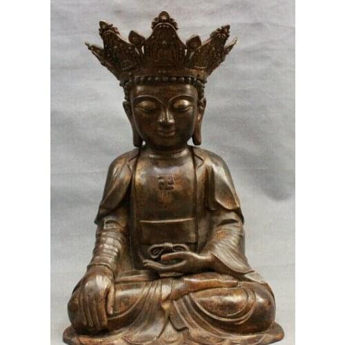 Fast shipping USPS to USA S1201 21" Tibet Classical Bronze Temple Pray Bless Shakyamuni Sakyamuni Buddha Statue