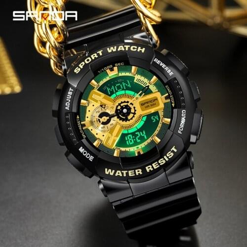 SANDA Fashion Luxury Raise hand light Luminous Mens Quartz Watch Sports 50 Meters Waterproof Calendar Men Watch Reloj de hombre