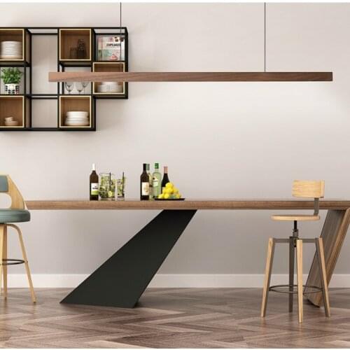 Nordic wood Pendant Lights led modern pendant lamps for dining living room Kitchen Office Shop bar cafe Long strip hanging lamp