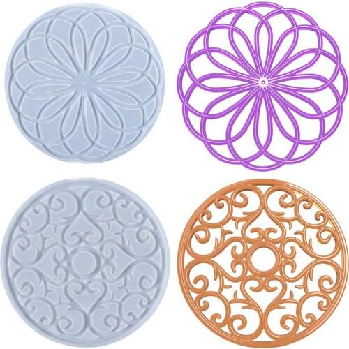 DIY Mandala Coaster Epoxy Resin Mold Round Tray Cup Mat Casting Silicone Mould DIY Crafts Home Decoration Making Tool