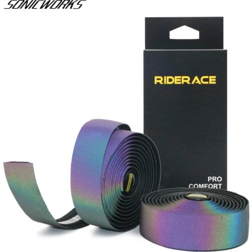 Road Bike Noctilucent Dazzle Handlebar Stripes Light Reflective Colorful MTB PU Leather Bicycle Fork Grip Tape Cycling Bar Tape