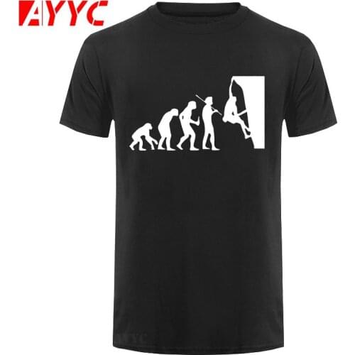 AYYC T-Shirt Tshirt Born To Climb Evolution Creative Mens T-Shirt Top Quality 16 Colors Cotton Tops Tee Funny Men Print Short