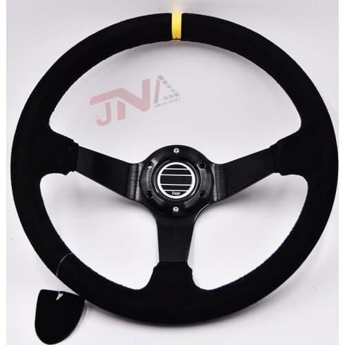 Racing 14 Inch 350mm Deep Concave Drift Steering Wheel Car Suede Leather Steering Wheel