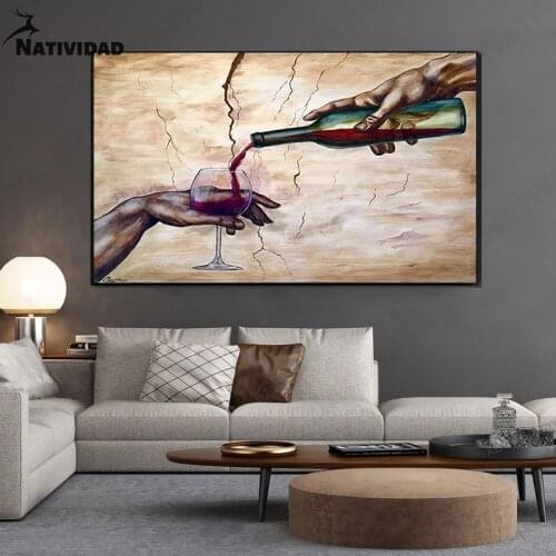 Living Room Decoration Painting Modern Abstract Art Poster Two-Handed Wine Glass Poster and Print Canvas Painting Wall Art Decor