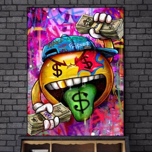 Graffiti Make Money Not Friend Street Art Canvas Print Painting Abstract Wall Picture Modern Living Room Home Decoration Poster