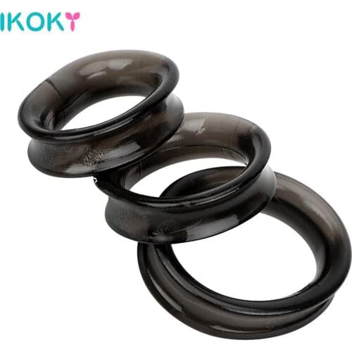IKOKY Penis Ring Delay Ejaculation 3pcs/Sets Cock Ring Sex Toys for Men Adult Products Dildo Extender