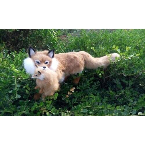 Big creative simulation fox model polyethylene & furs fox mother&baby doll gift about 57x22cm 1645