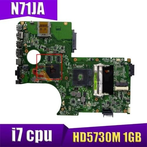 N71JA MAIN BOARD REV:2.1 For ASUS N71JA N71JQ X77JA Laptop Motherboard HD5730M 1GB Support i7 cpu