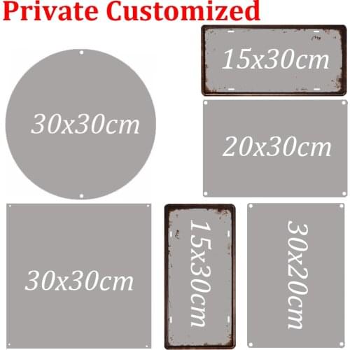 Retro Metal Tinplate Customize Metal Poster Plate Vintage Tin Sign Round Square Rectangle Plaque Wall Decor 15/20/30cm