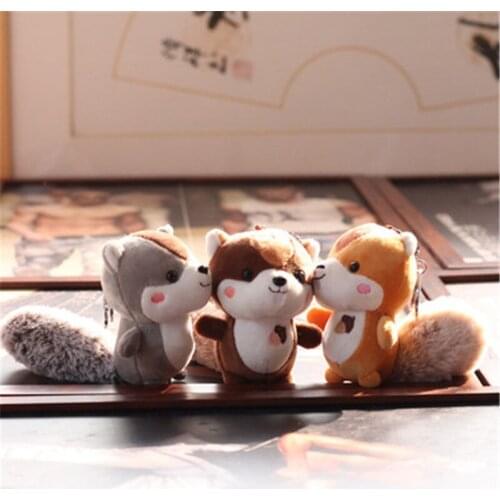 Cute Squirrel Plush Pendant Stuffed Toy Oversized Tail Squirrel Ornament Keychain Toys Multi-Colors Doll for Children Girl Gift