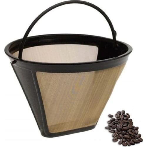 Washable Coffee Filter Cone-Style Stainless Steel Reusable Replacement for Coffee Maker Accessories Handmade