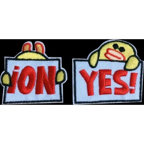 Cartoon Embroidered Letter Duck Appliqued Iron on Animal Patches Kids Clothes Fabric Stickers Sewing Crafts Garment Accessory