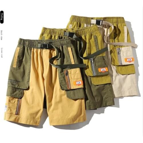 Big Pockets Loose Shorts Men Cotton Casual Cargo Shorts for Men New Straight Workout Shorts Homre Fashion Knee Length Shorts Hot