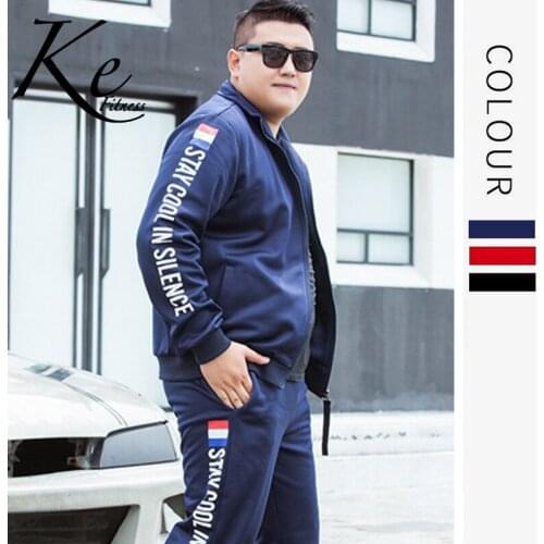 KE new 2020 Autumn mens suits big extra plus fat plus size 9XL fashion printing loose leisure sports set man tracksuiit men