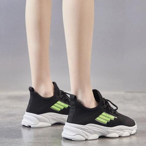 New Thick-soled Sports Shoes Womens Shoes Student Shoes Solid Color Womens Sports Shoes Summer Mesh Breathable Running Shoes