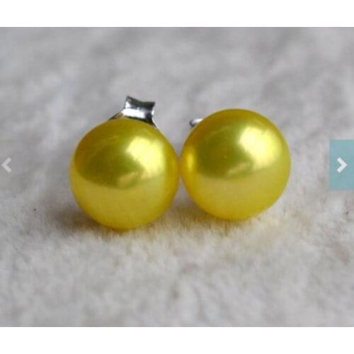 New Arrival Favorite Pearl Jewelry 7mm Golden Freshwater Pearl Stud 925 Silver Earrings Wedding Birthday Fine Jewelry Women Gift