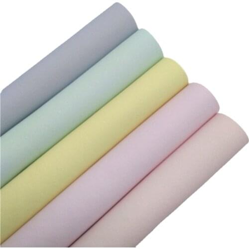 Pastel Colors Glitter Suede Synthetic Faux Leather Vinyl Fabric Sheets with Felt Backing Leather for Bows Earrings 21X29CM R297