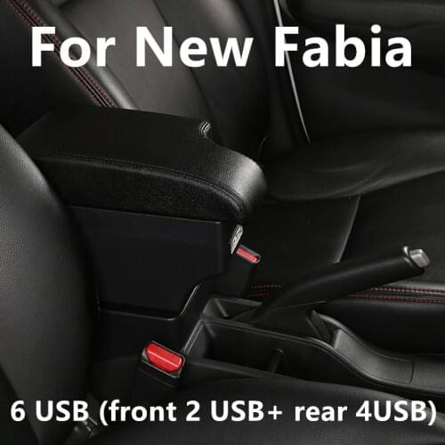 For New Fabia armrest box central Store content Storage skoda Fabia 3 armrest box USB 2015-2017